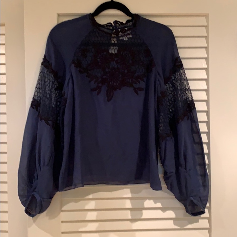 Blue and black blouse